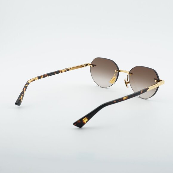 Bottega Veneta BV1379S 003 Sunglasses Shiny Gold Square Frame, Brown Lenses main image 4